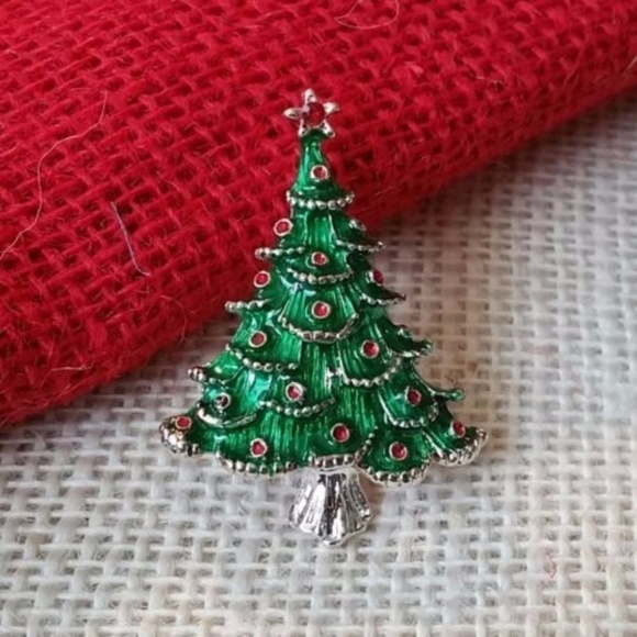 Christmas Tree Holiday Brooch Sweater Pin - Picture 1 of 2